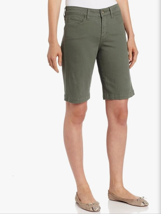 NYDJ Pants - NYDJ Helen Stretch Denim Bermuda Shorts Olive Green Size 12 Petite